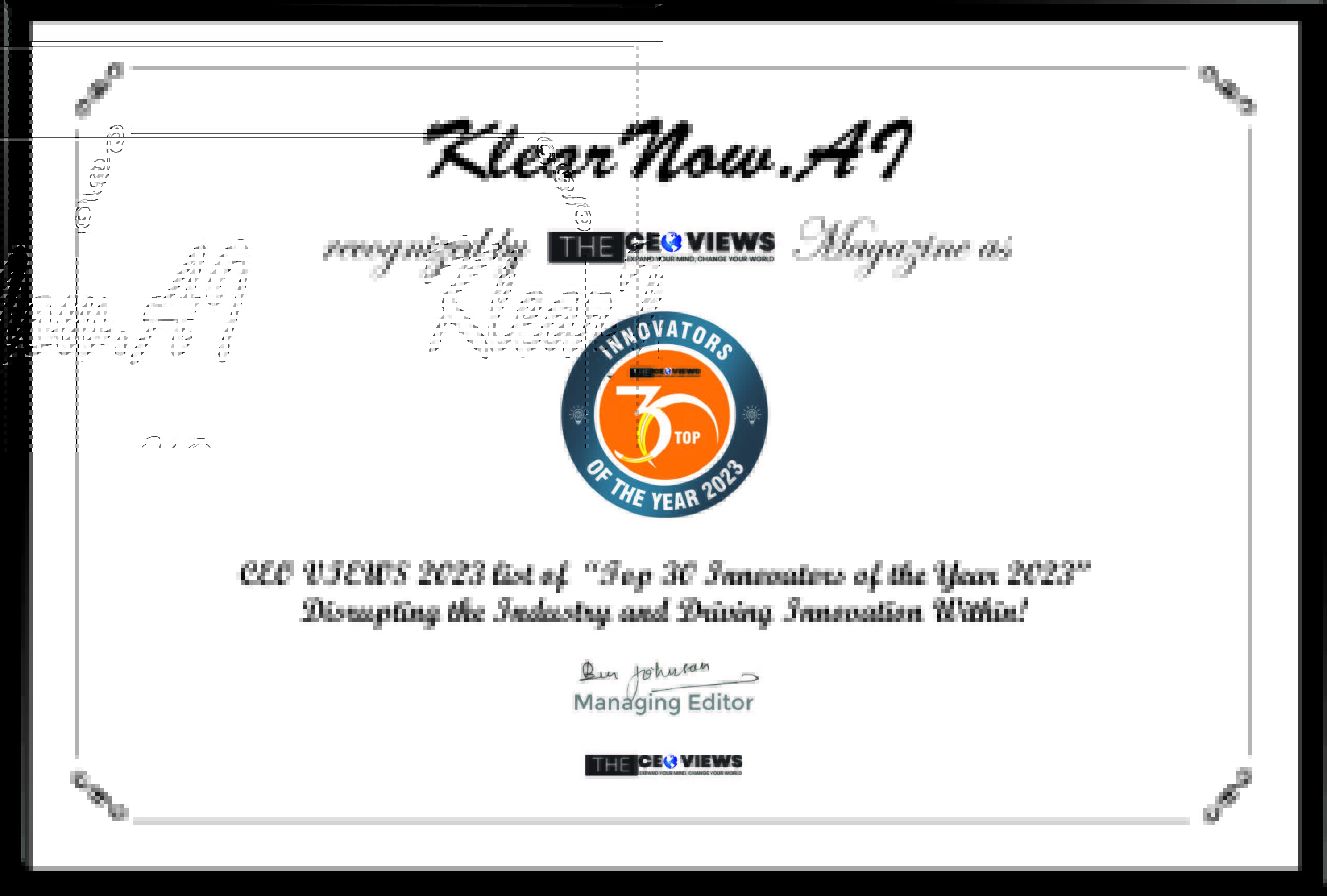 KlearNow Top 30 innovators of 2023